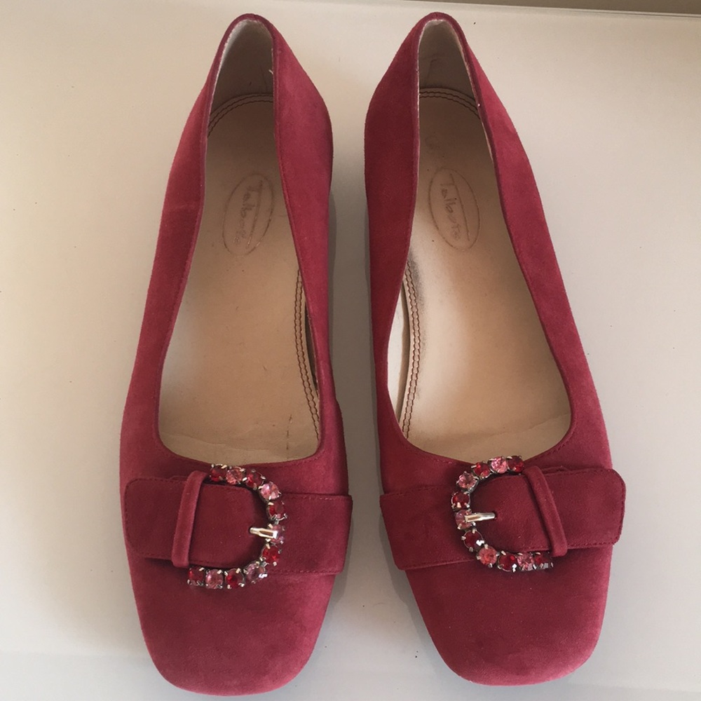 Classy Talbots Raspberry Suede Colored Stone Flats - image 3